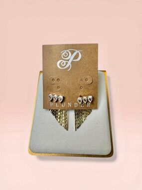 New Fringe Ear Climber Earrings by Plunder in Gold Tone with Rhinestones